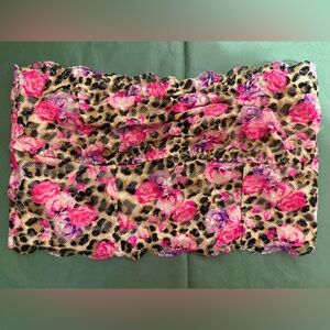 Victorias Secret PINK Floral Lace Tube Bandeau Bralette Pink & Leopard- Size S